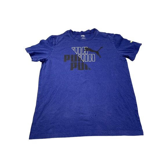 Puma Mens Medium Blue Graphic T-Shirt With Puma Logo Panther - Picture 1 of 8